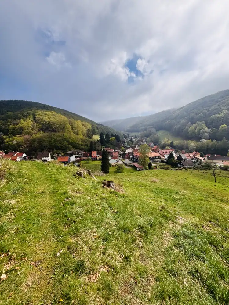 Blick auf das Dorf Lonau im Nationalpark Harz